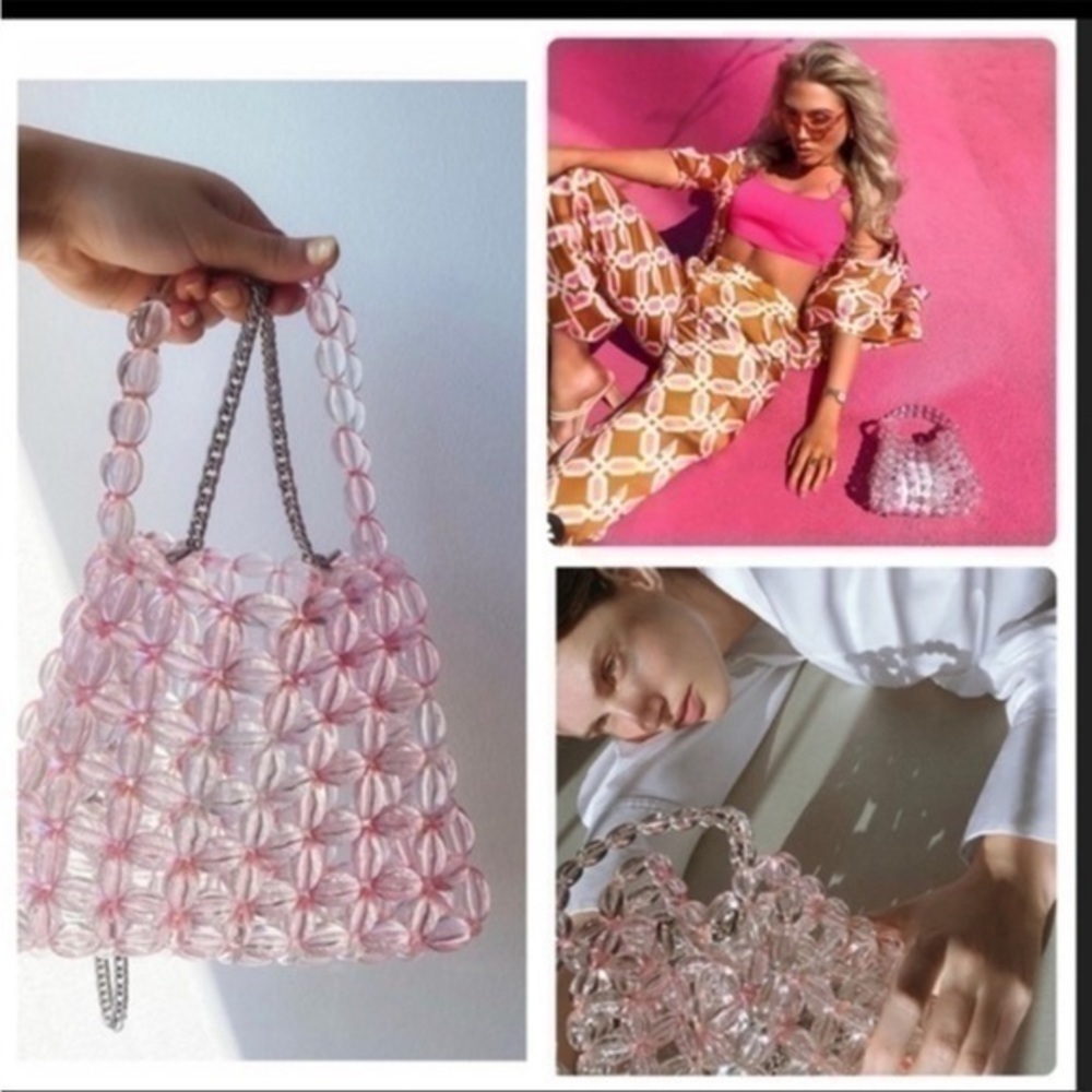 ZARA TRANSPARENT BEADED BUCKET BAG - Picture 4 of 12